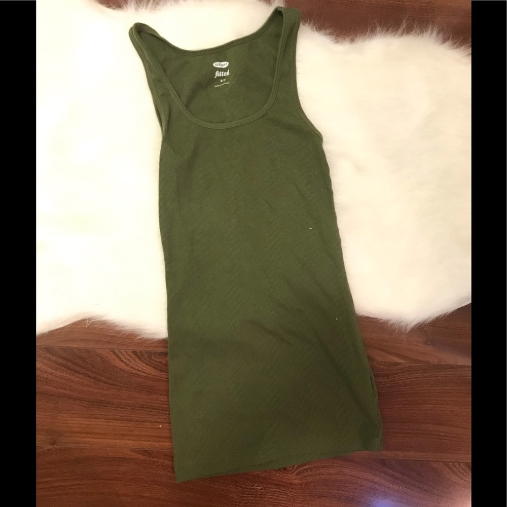 Old Navy Olive Green Basic Ribbed Tank Top